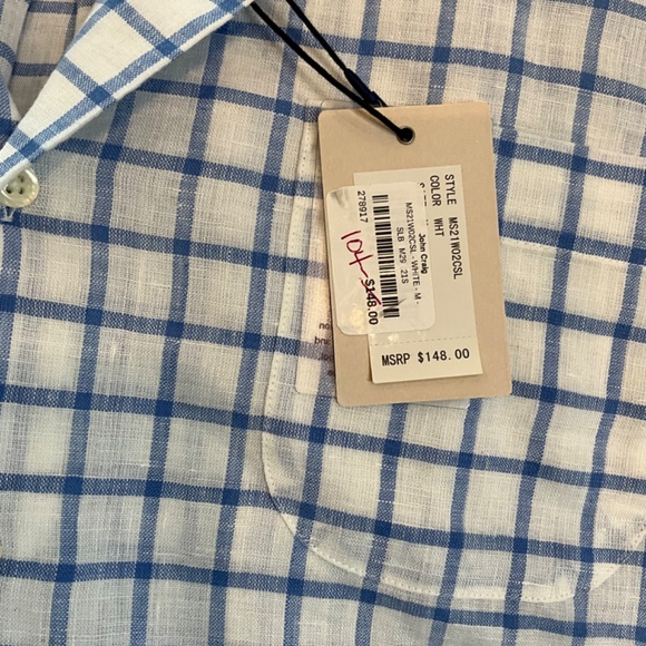 Peter Millar Linen Checkered Long Sleeve Button Down Men’s Casual Shirt - Picture 4 of 6